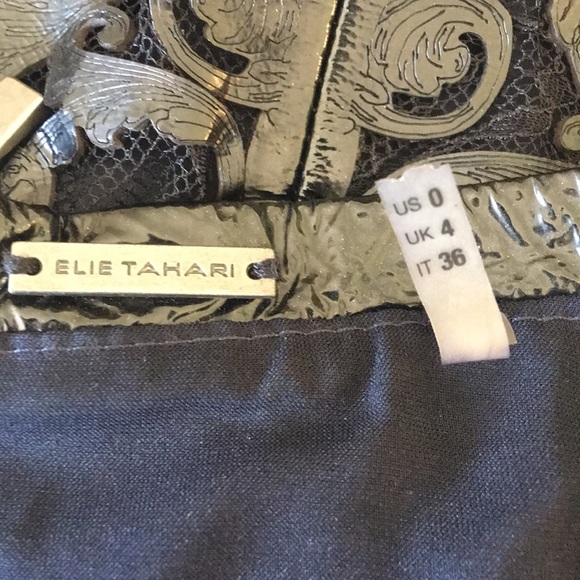 Elie Tahari “Sierra” Leather & Lace Dress - Sz 0 - Picture 7 of 8